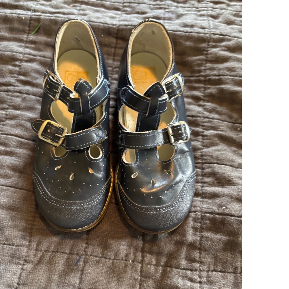 Stride Rite Mary Janes Leather Shoes‎ Buckle Strap Navy Blue Girls Size 7